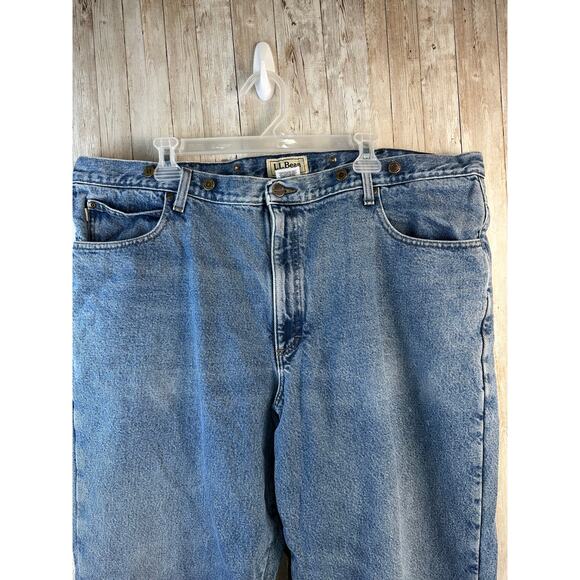 LL Bean Heavy Jeans Mens 44x32 Blue Classic Fit Flannel Lined‎ Outdoorsy OJX04 - Picture 7 of 15